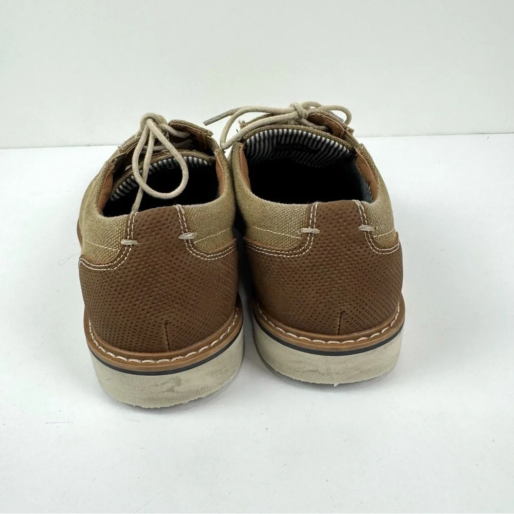 Nunn Bush Barklay Tan Canvas Plain Toe Oxford Shoes Preppy Casual Mens Sz 7M EUC